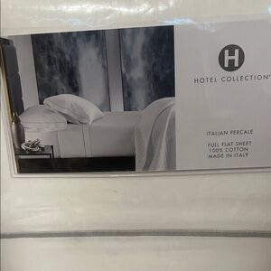Hotel Collection White Flat Sheet with Gray Trim